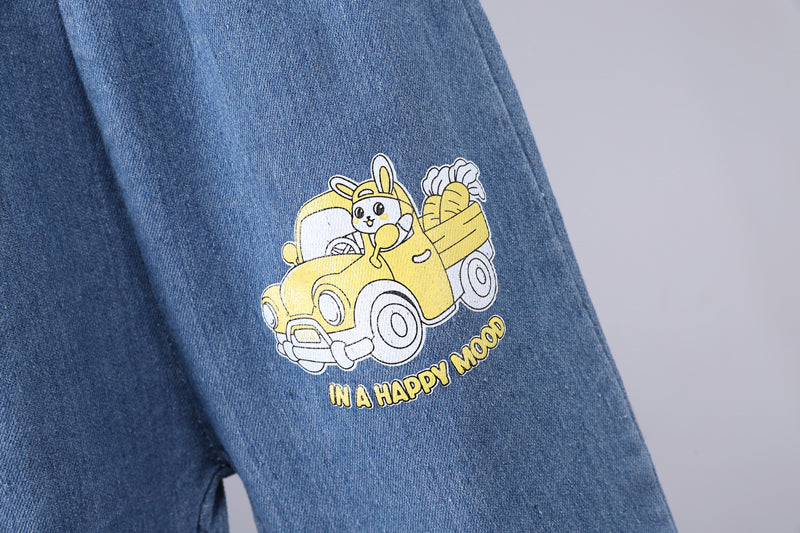 Boys Printed Round Neck T-shirt With Trousers