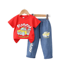Boys Printed T-shirt with Trousers