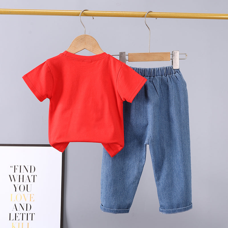 Boys Printed T-shirt with Trousers