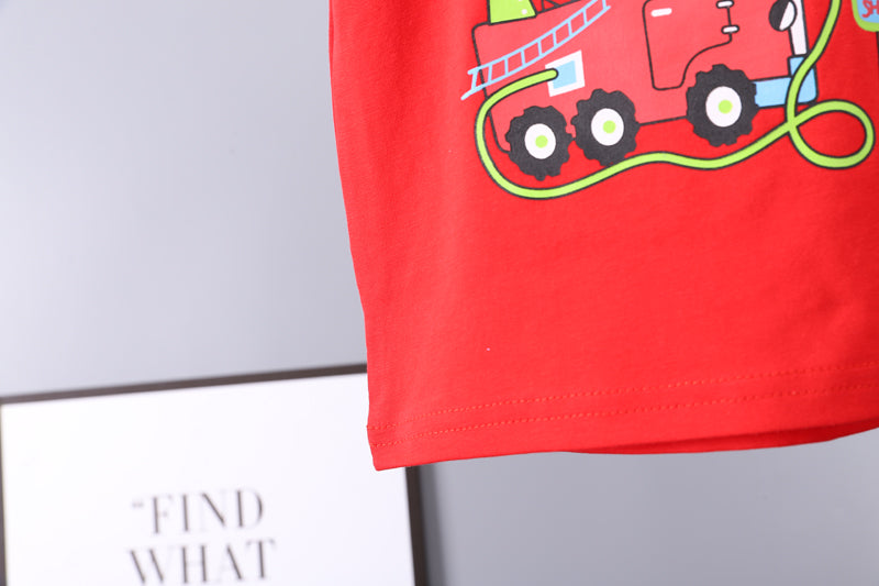 Boys Printed Round Neck T-shirt With Trousers