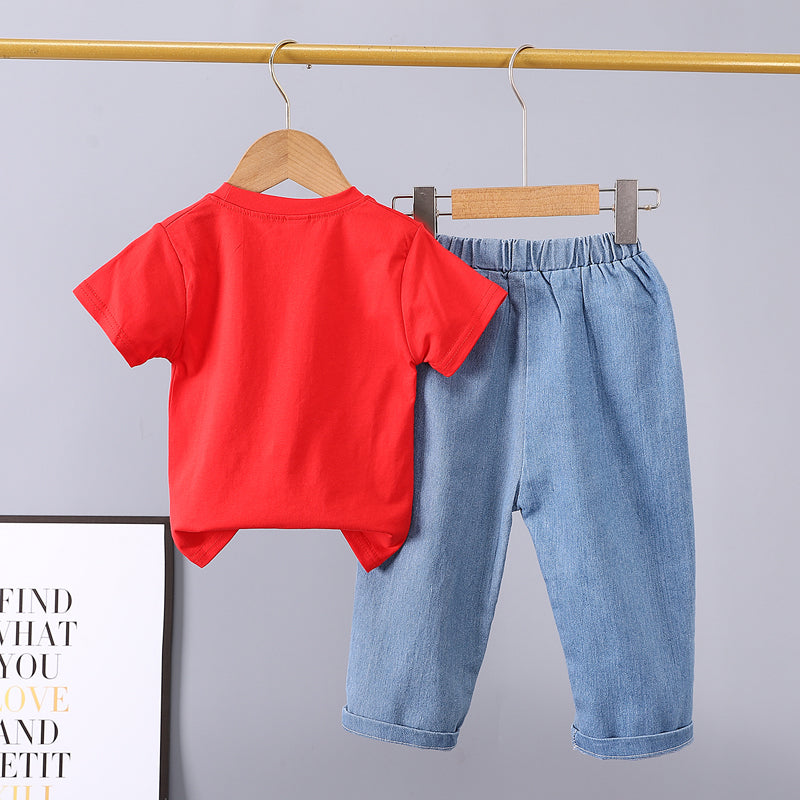 Boys Printed T-shirt with Trousers