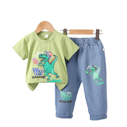 Boys Green Graphic Printed T-shirt with Trousers