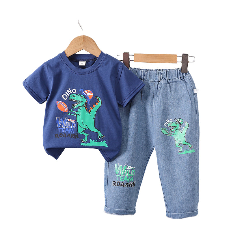Boys Printed T-shirt with Trousers