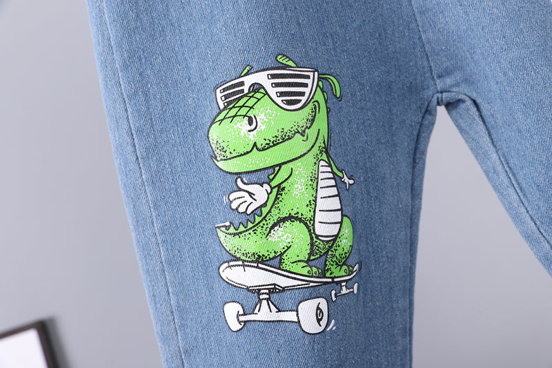 Boys Printed Round Neck T-shirt With Trousers