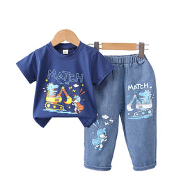 Boys Printed T-shirt with Trousers
