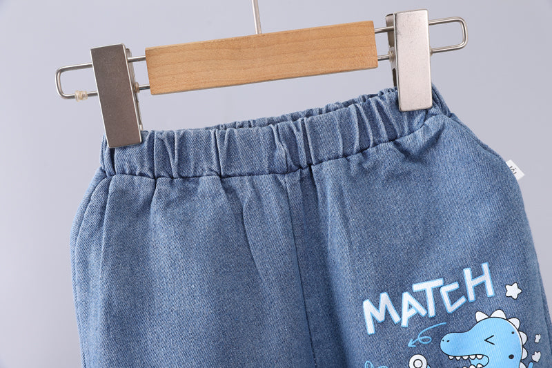Boys Blue Graphic Printed T-shirt with Trousers