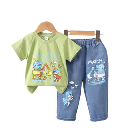 Boys Printed T-shirt with Trousers