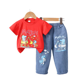 Boys Printed T-shirt with Trousers