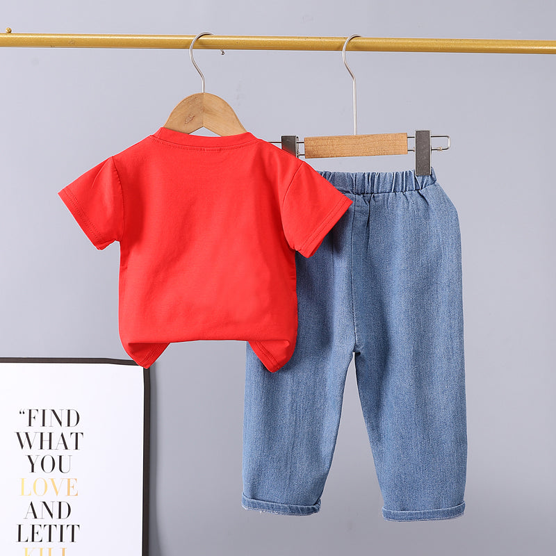 Boys Printed T-shirt with Trousers
