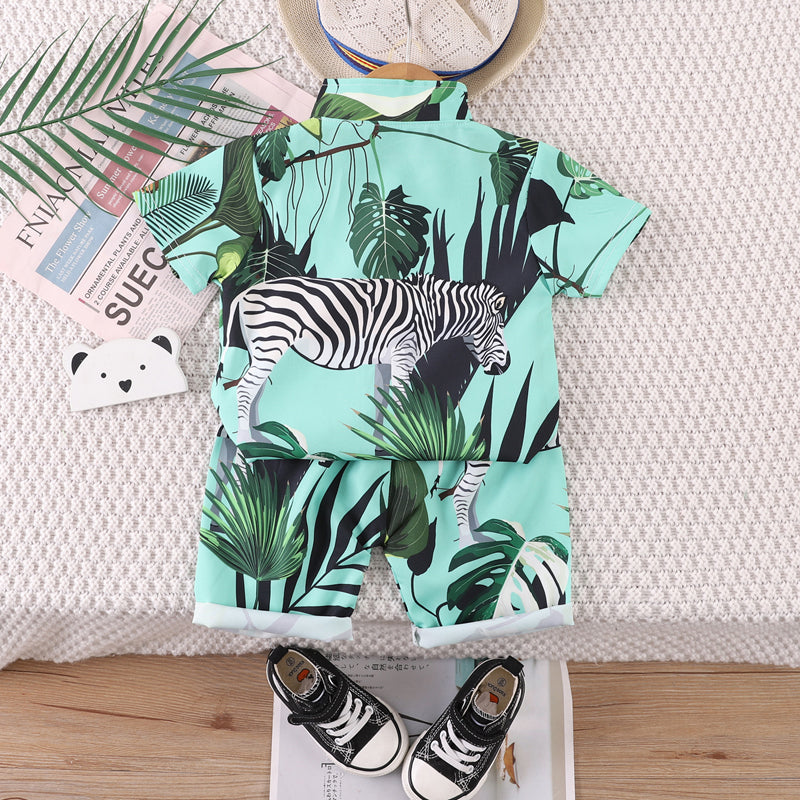 Boys Printed Shirt with Shorts