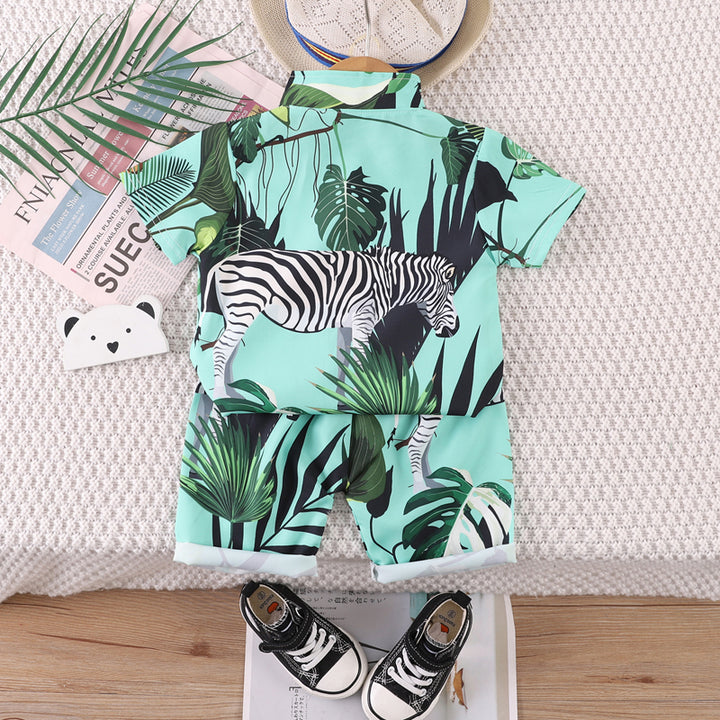 Boys Printed Shirt with Shorts