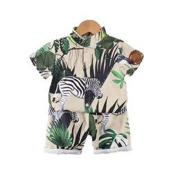 Boys Printed Short Sleeves Shirt With Shorts