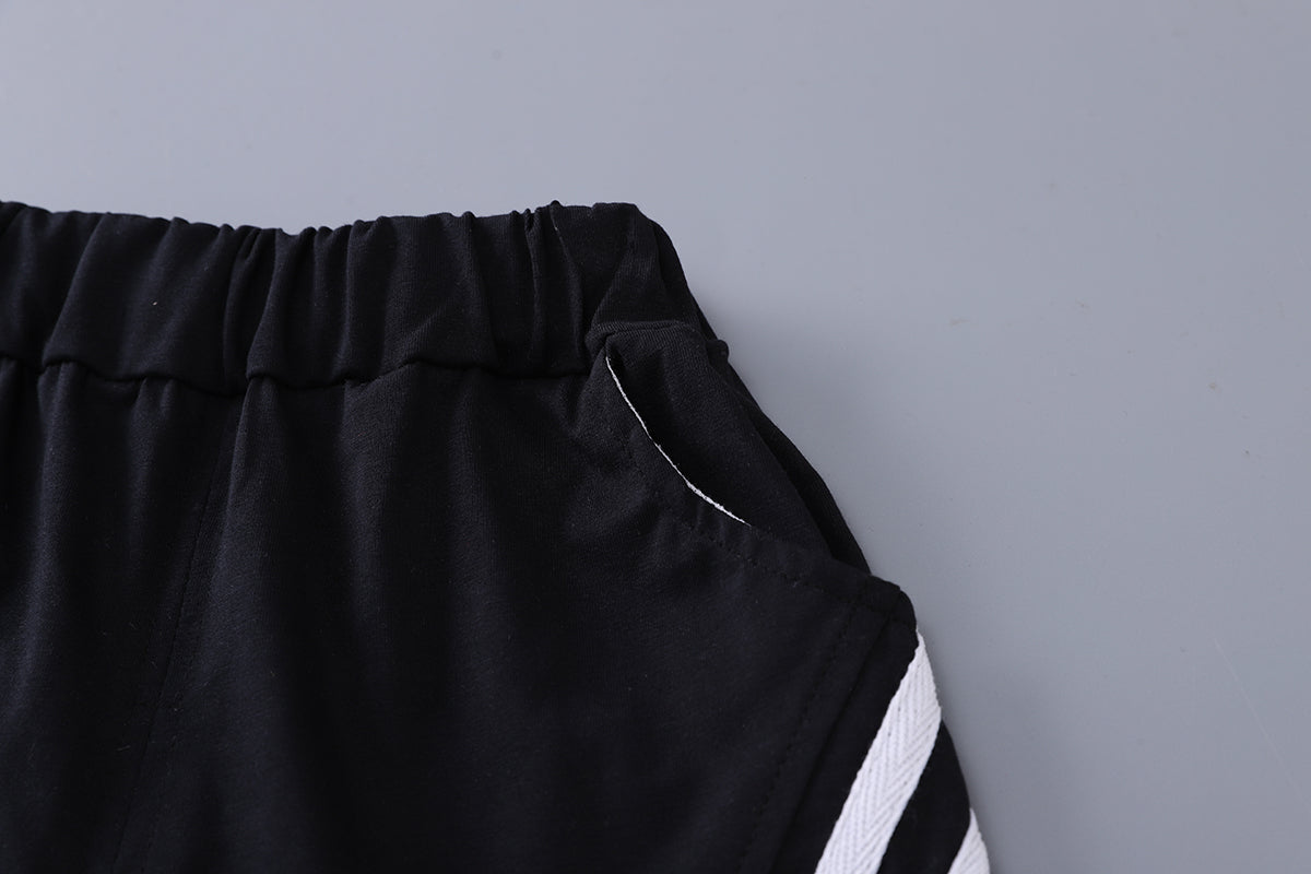 Boys Embroidered Round Neck T-shirt With Shorts