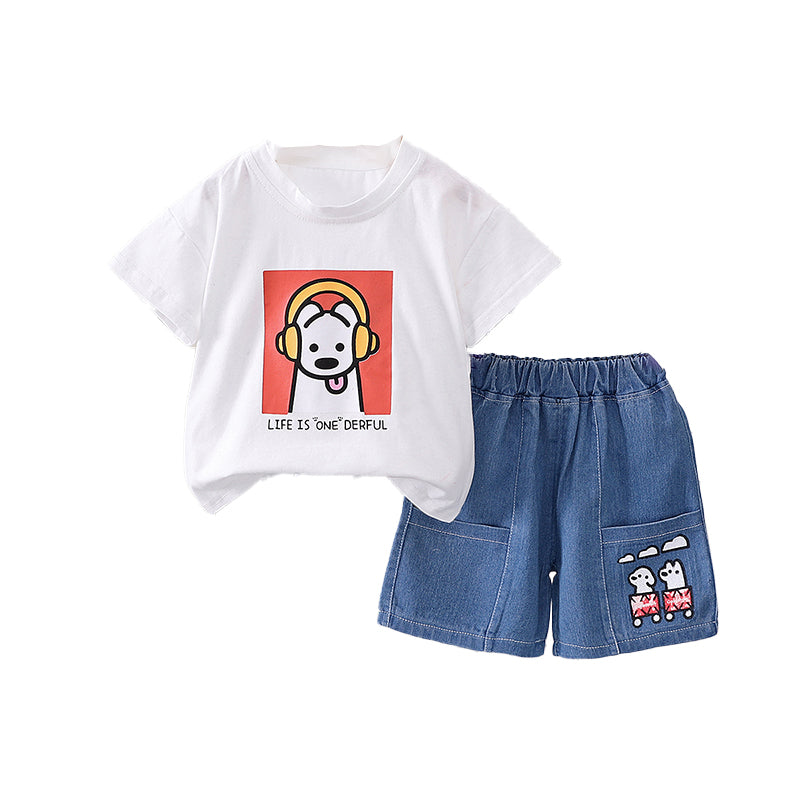 Boys Printed T-shirt With Shorts