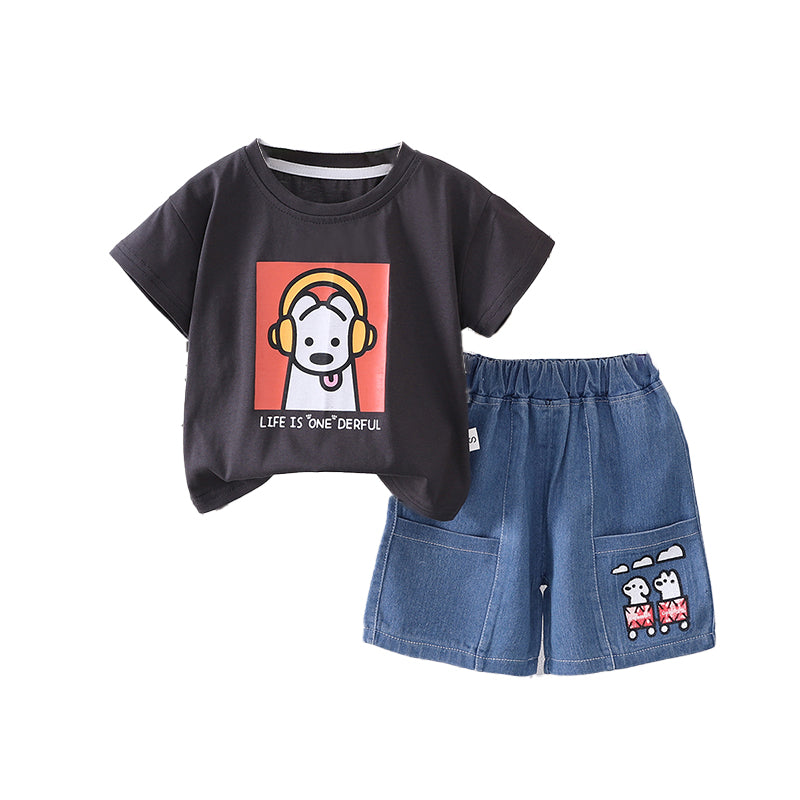 Boys Graphic Printed T-shirt With Shorts