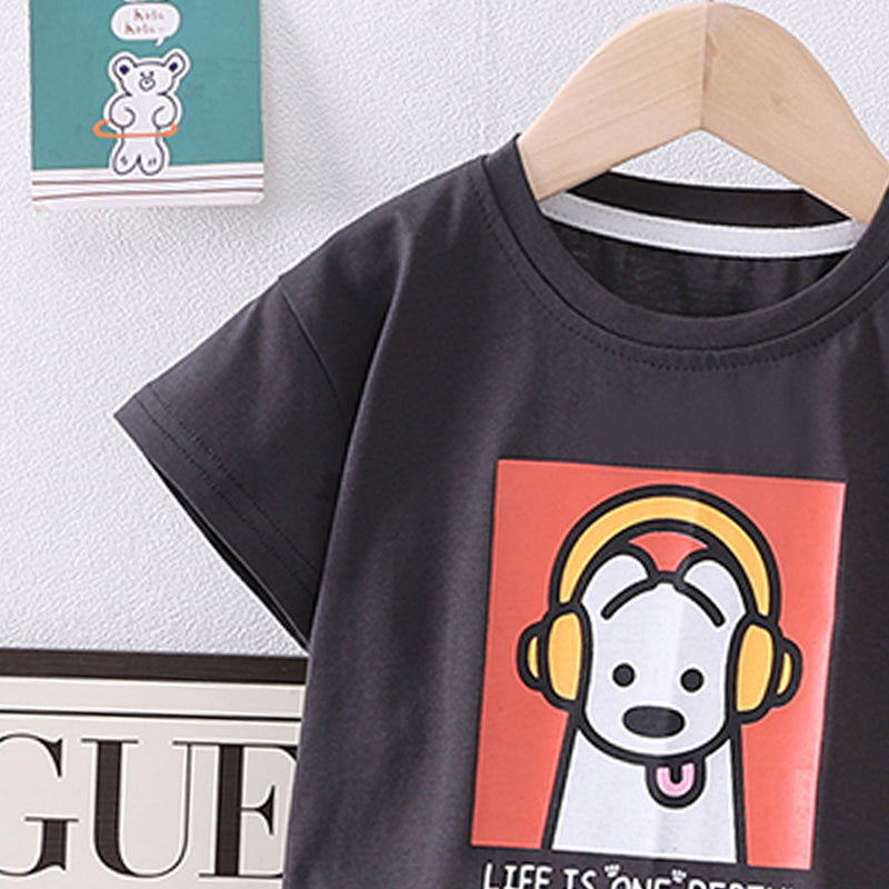 Boys Graphic Printed T-shirt With Shorts