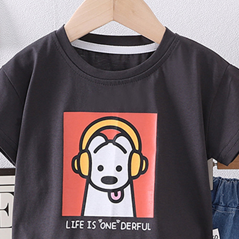 Boys Graphic Printed T-shirt With Shorts