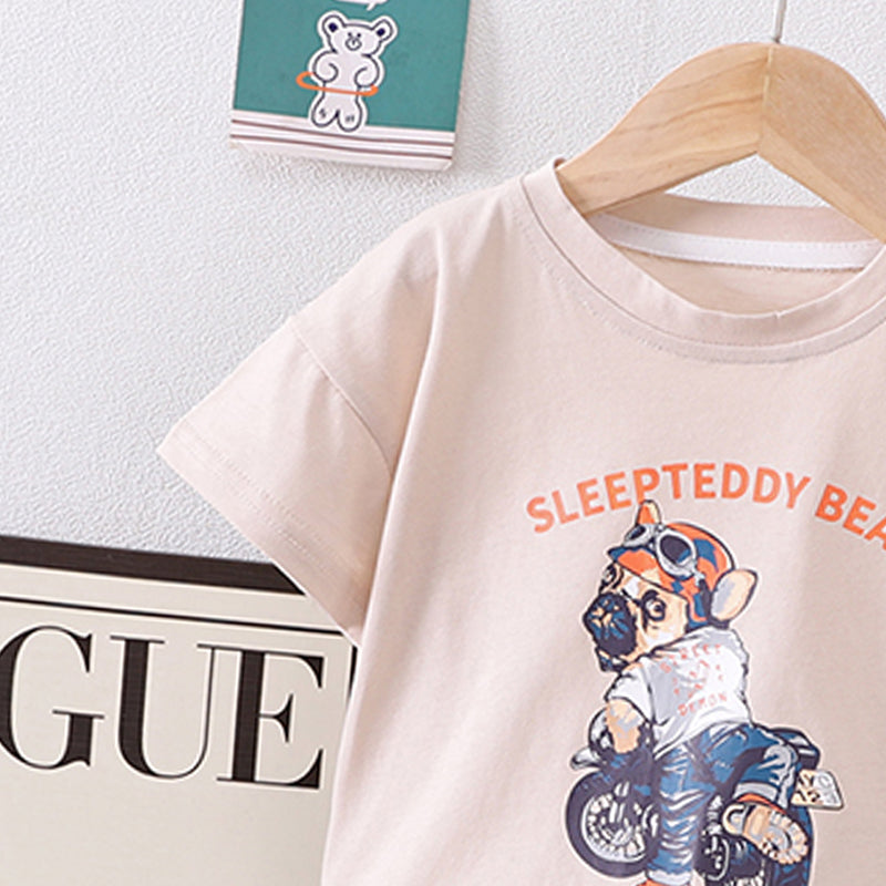 Infants Printed Round Neck Pure Cotton T-shirt With Shorts