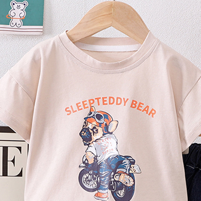 Infants Printed Round Neck Pure Cotton T-shirt With Shorts