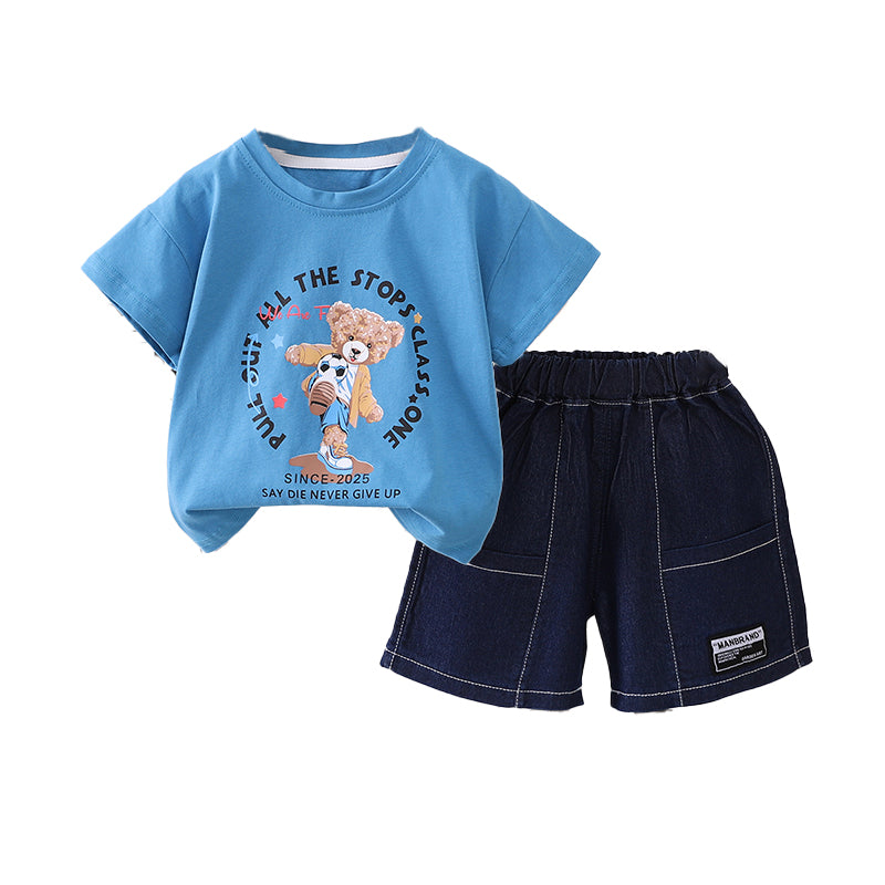 Printed Round Neck T-shirt with Shorts