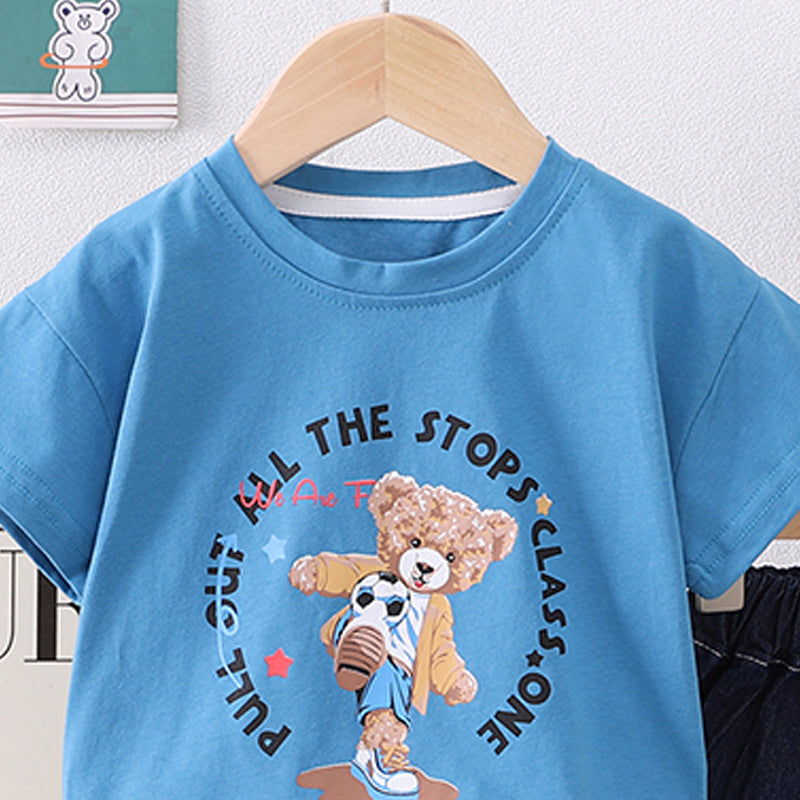 Printed Round Neck T-shirt with Shorts