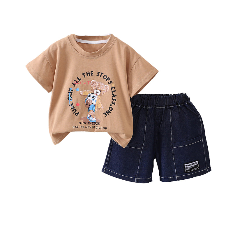 Boys Printed T-shirt With Shorts