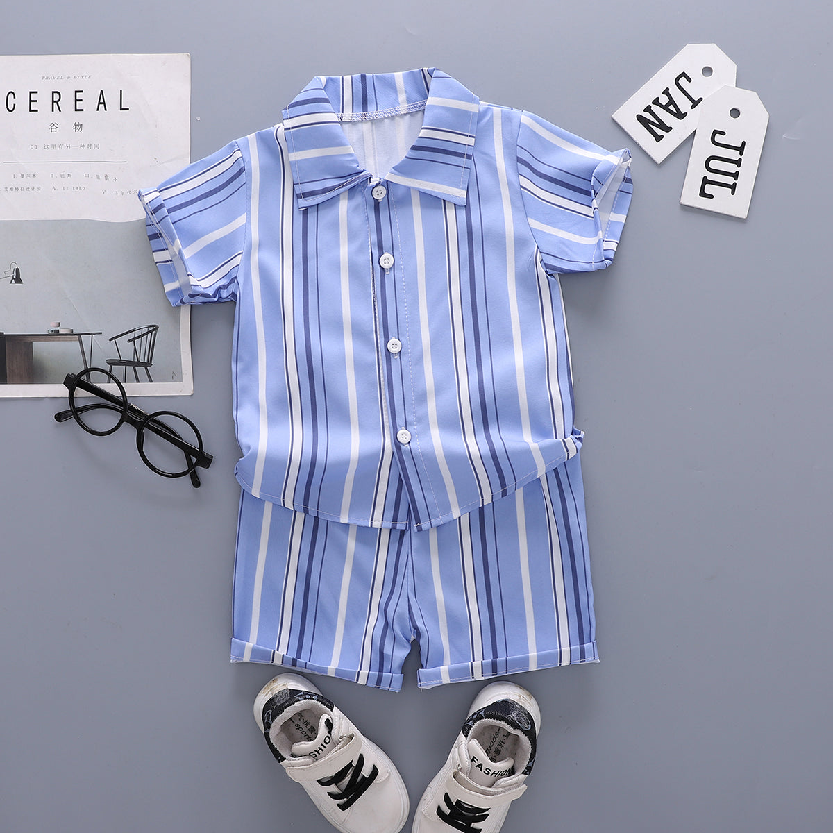 Boys Striped Shirt With Shorts