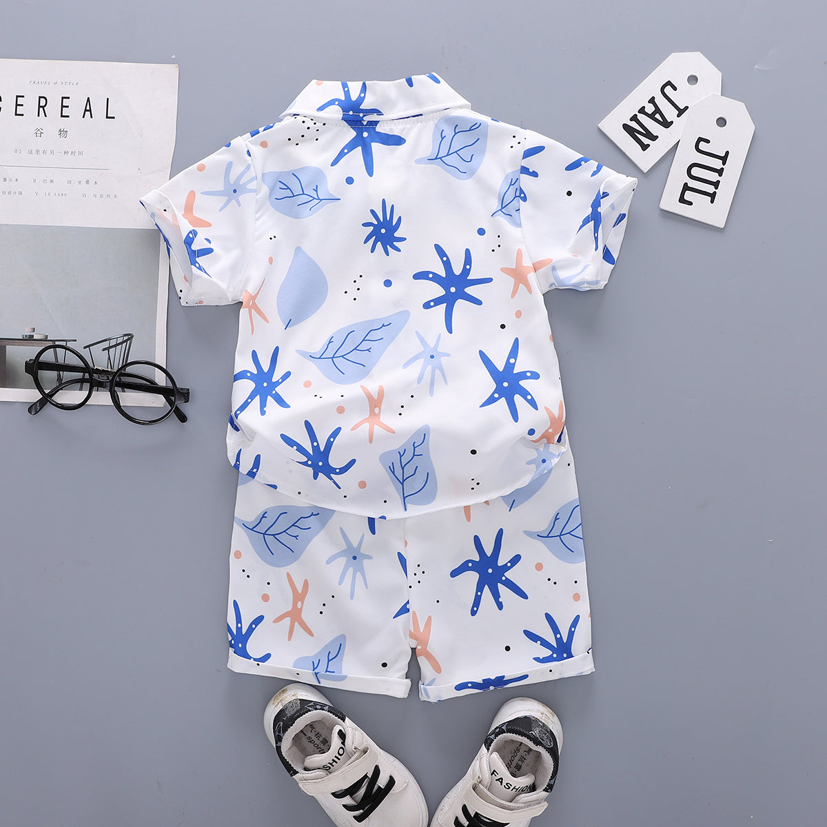 Boys Floral Printed Shirt With Shorts