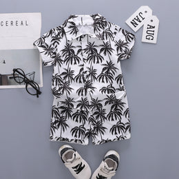 Infants Printed Spread Collar Shirt With Shorts