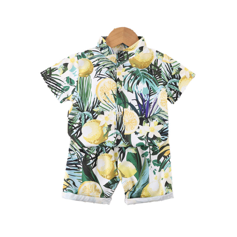Boys Printed Short Sleeves Shirt With Shorts