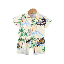 Boys Short Sleeves Printed Shirt with Shorts