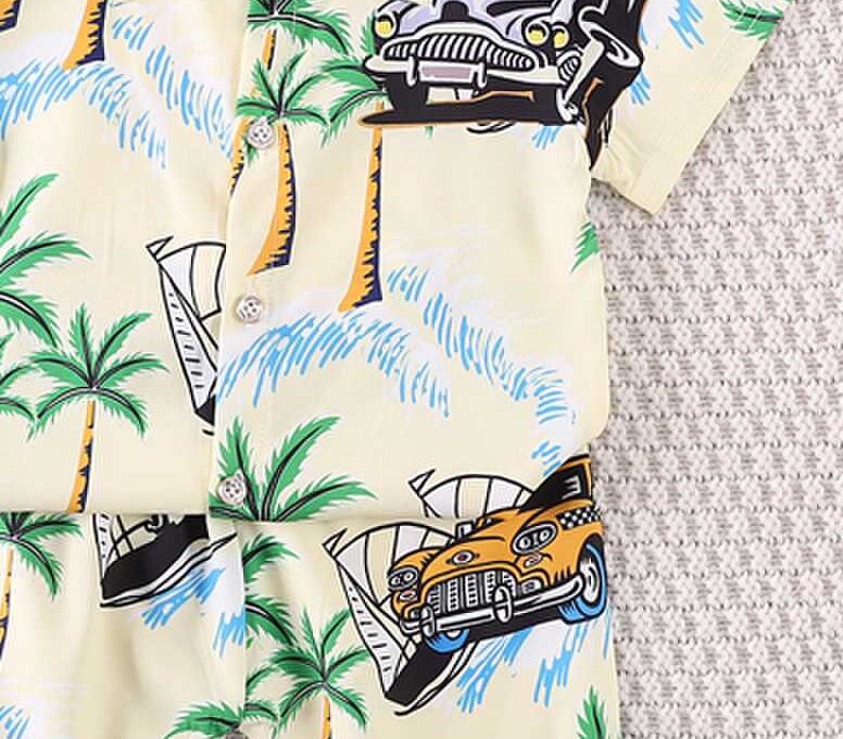 Boys Short Sleeves Printed Shirt with Shorts