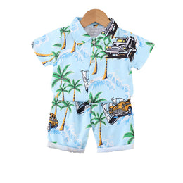 Boys Printed Short Sleeves Shirt With Shorts