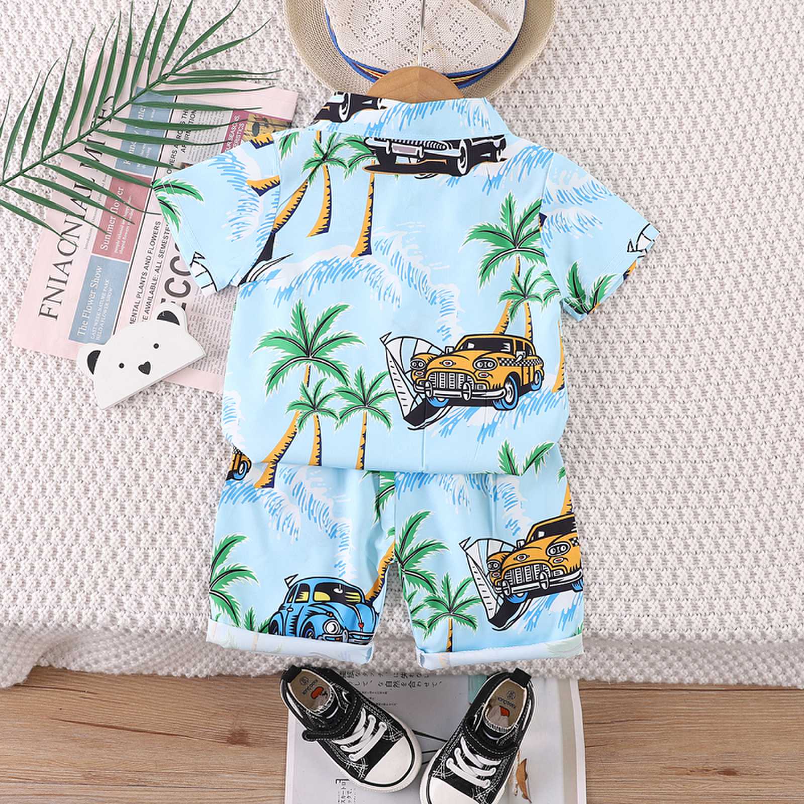 Boys Printed Short Sleeves Shirt With Shorts