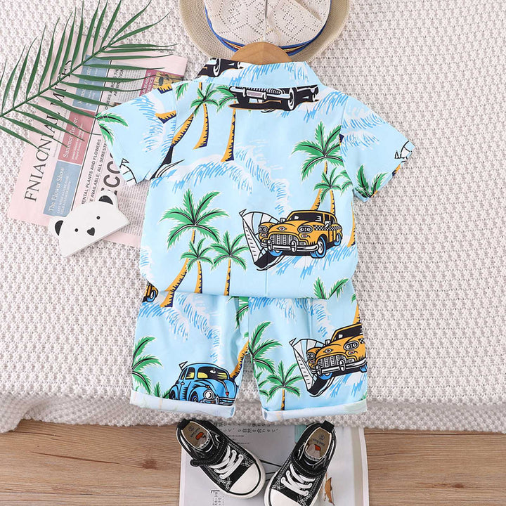 Boys Printed Short Sleeves Shirt With Shorts