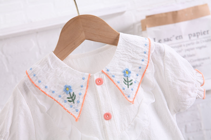 Girls Pink Embroidered Top with Shorts
