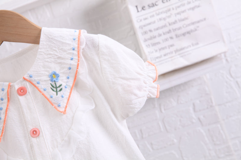 Girls Pink Embroidered Top with Shorts