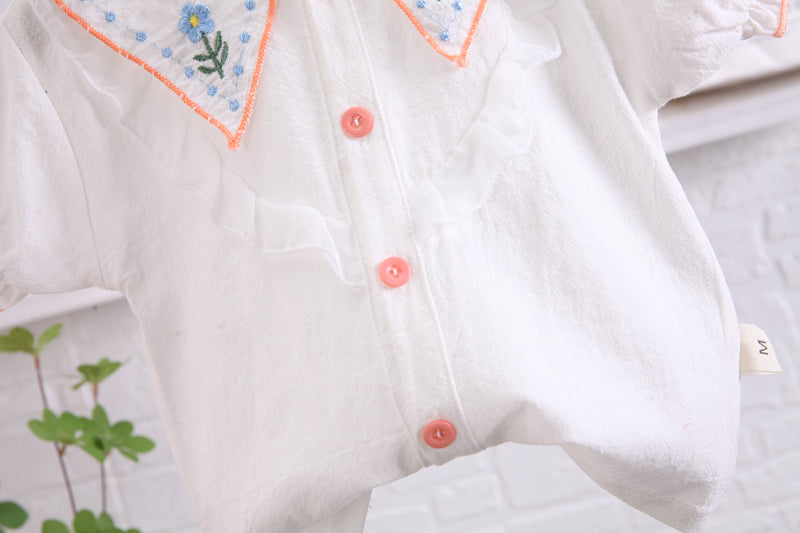 Girls Pink Embroidered Top with Shorts