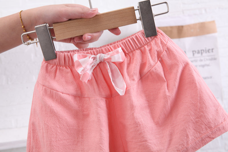 Girls Pink Embroidered Top with Shorts