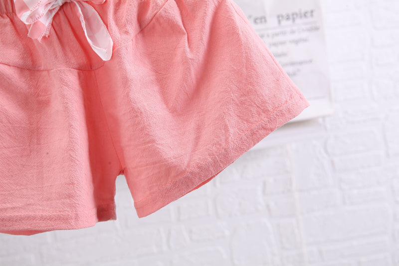 Girls Pink Embroidered Top with Shorts