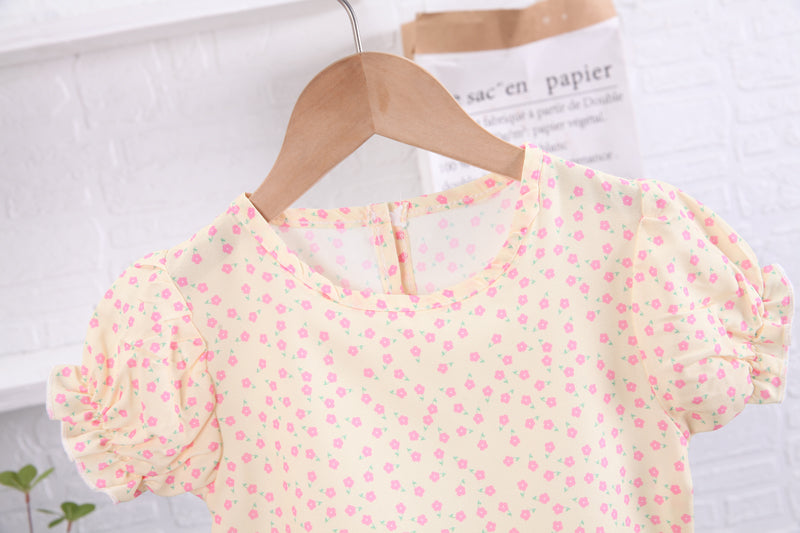 Girls Pink Printed Top with Shorts