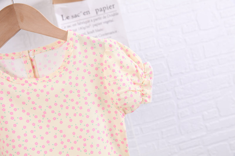 Girls Pink Printed Top with Shorts