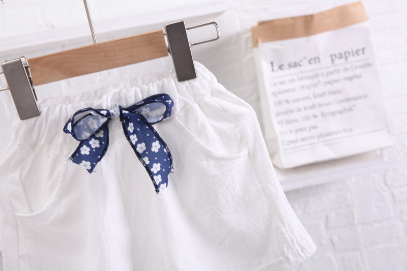 Girls Blue Printed Top with Shorts