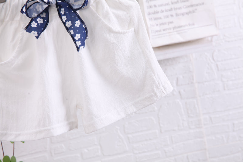 Girls Blue Printed Top with Shorts