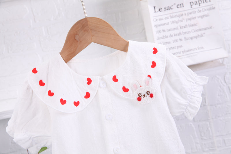 Girls White Embroidered Top with Shorts