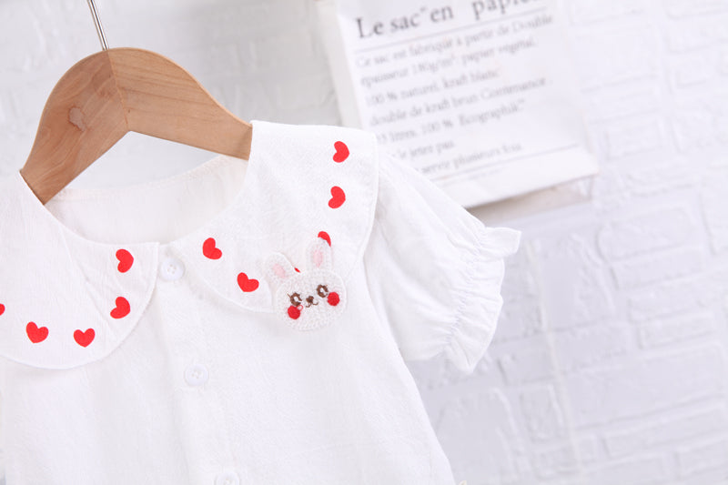 Girls White Embroidered Top with Shorts