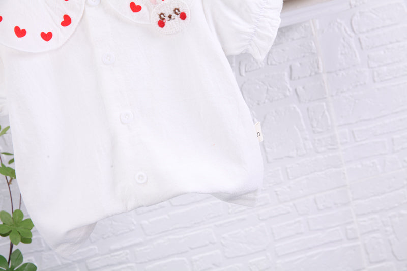 Girls White Embroidered Top with Shorts