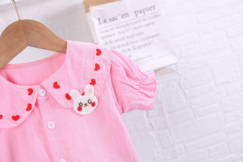 Girls Pink Embroidered Top With Shorts