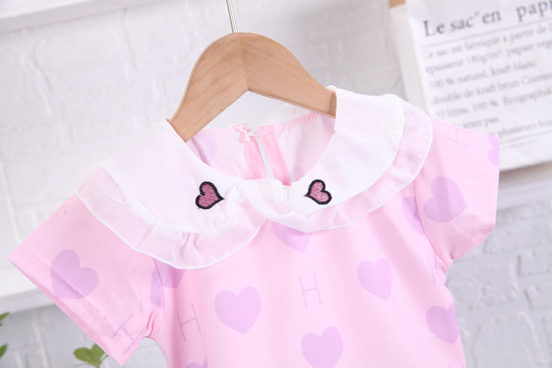 Girls Pink Printed Top with Shorts