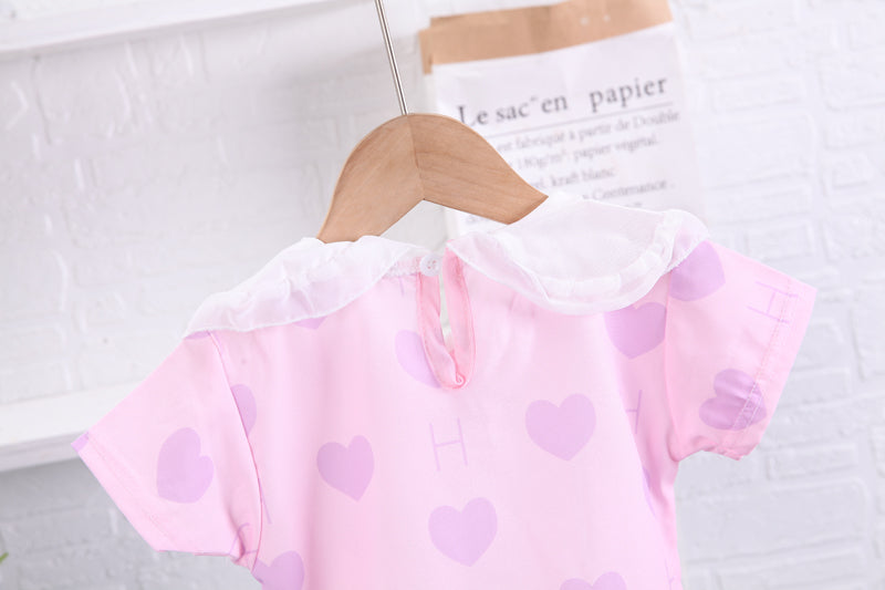 Girls Pink Printed Top with Shorts